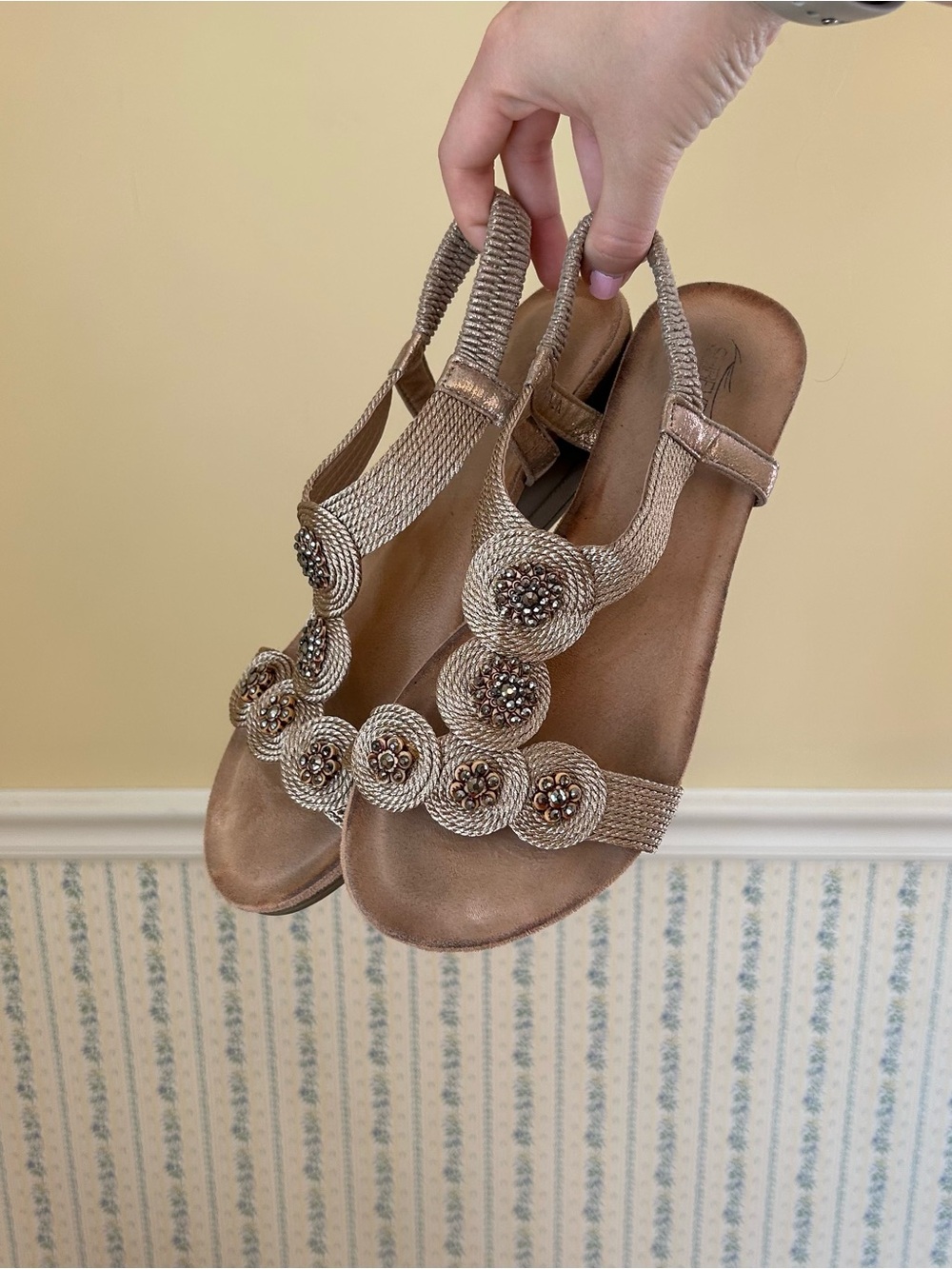 Shibever Jeweled Heeled Sandals